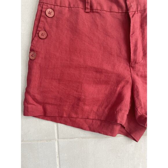 Cynthia Rowley Shorts Nautical Sailor Mid Rise Linen - Picture 4 of 12